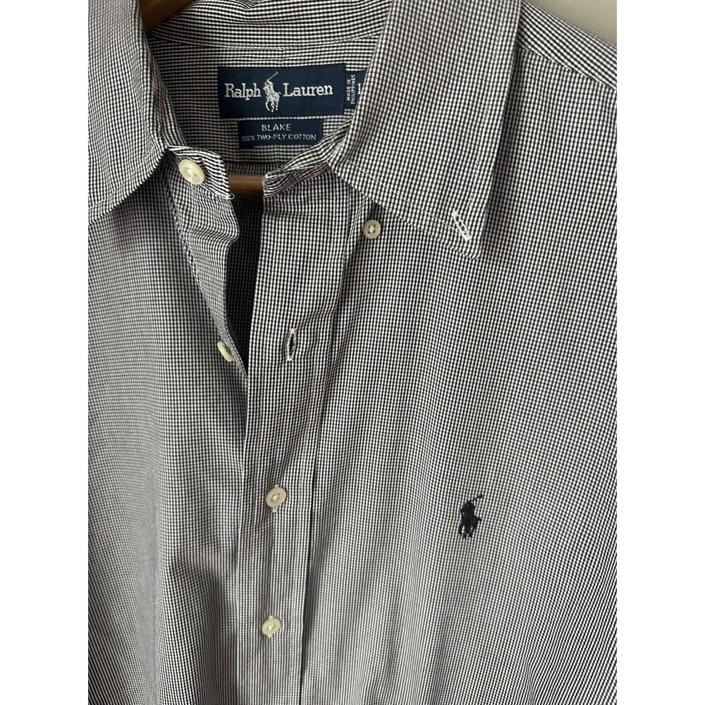 Ralph Lauren Blake 100% Two-Ply Cotton Gray Long Sleeve Button Down Shirt Large